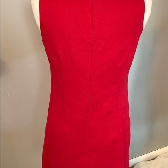 Women’s Red Linen Sheath Dress Size 8 Career Office Casual sleeveless Summer - Picture 8 of 9